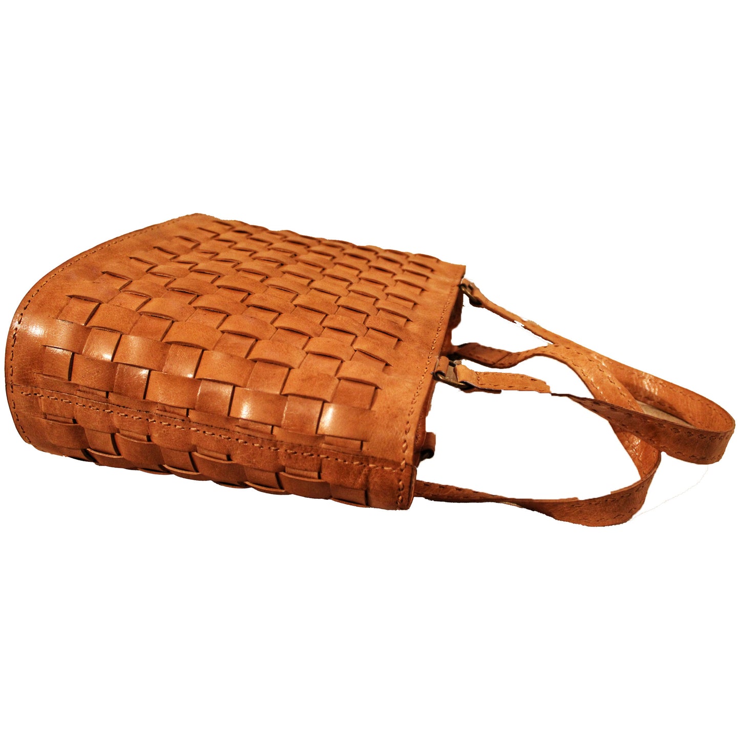 Hand-weaved Light Tan Pure Leather Tote Bag