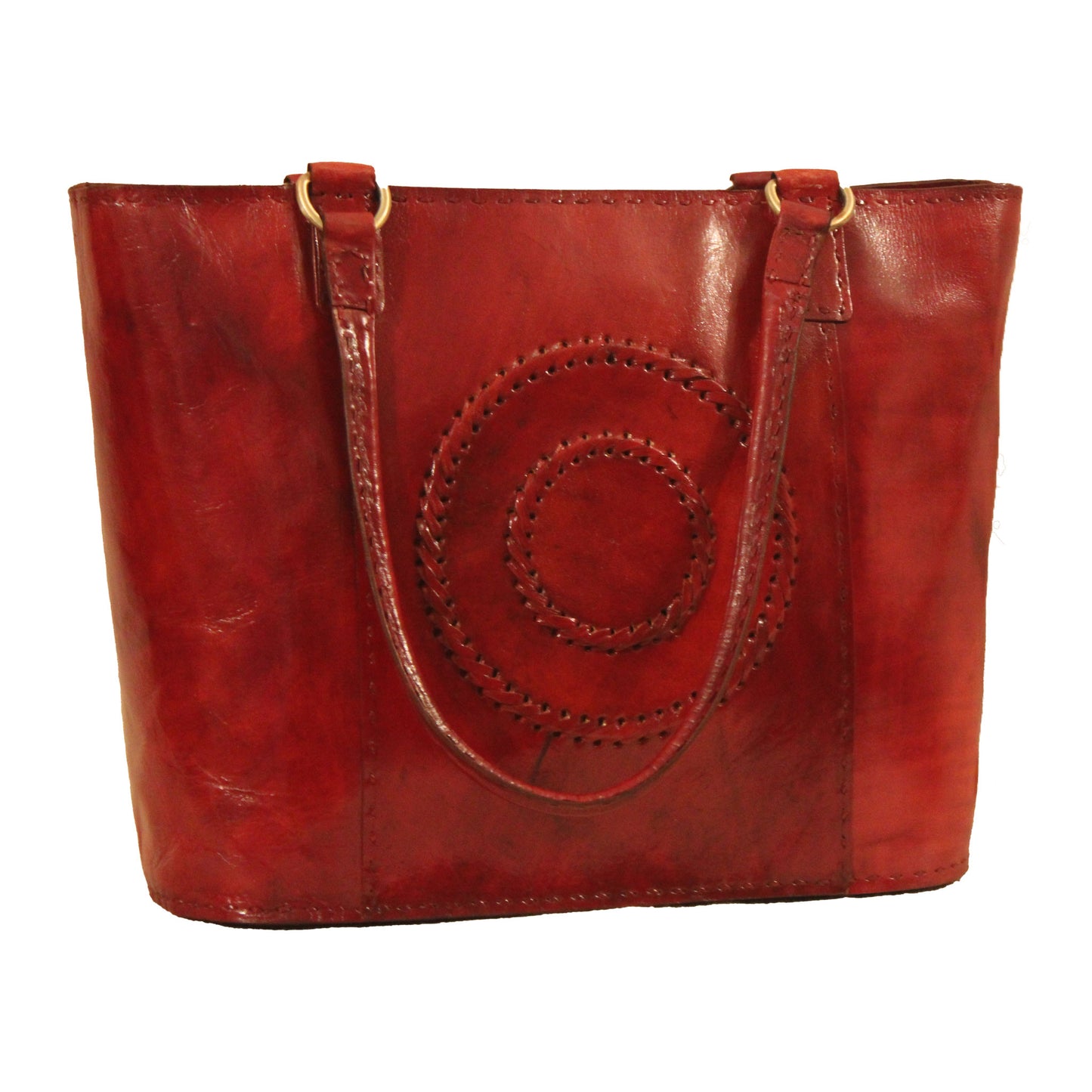 Cherry Red Pure Leather Tote Bag