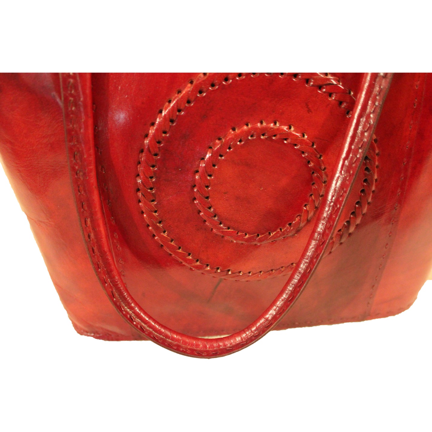 Cherry Red Pure Leather Tote Bag