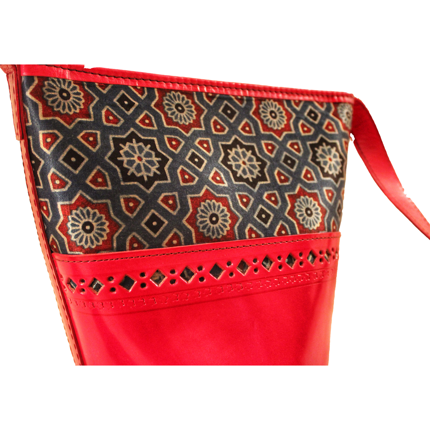 Blue Berry Red Leather Bucket Bag