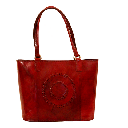 Cherry Red Pure Leather Tote Bag