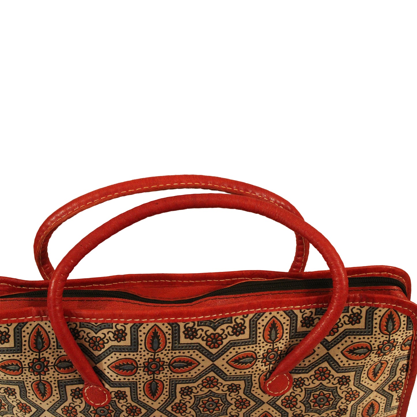 Light Brown Ajrakh Leather Laptop Bag