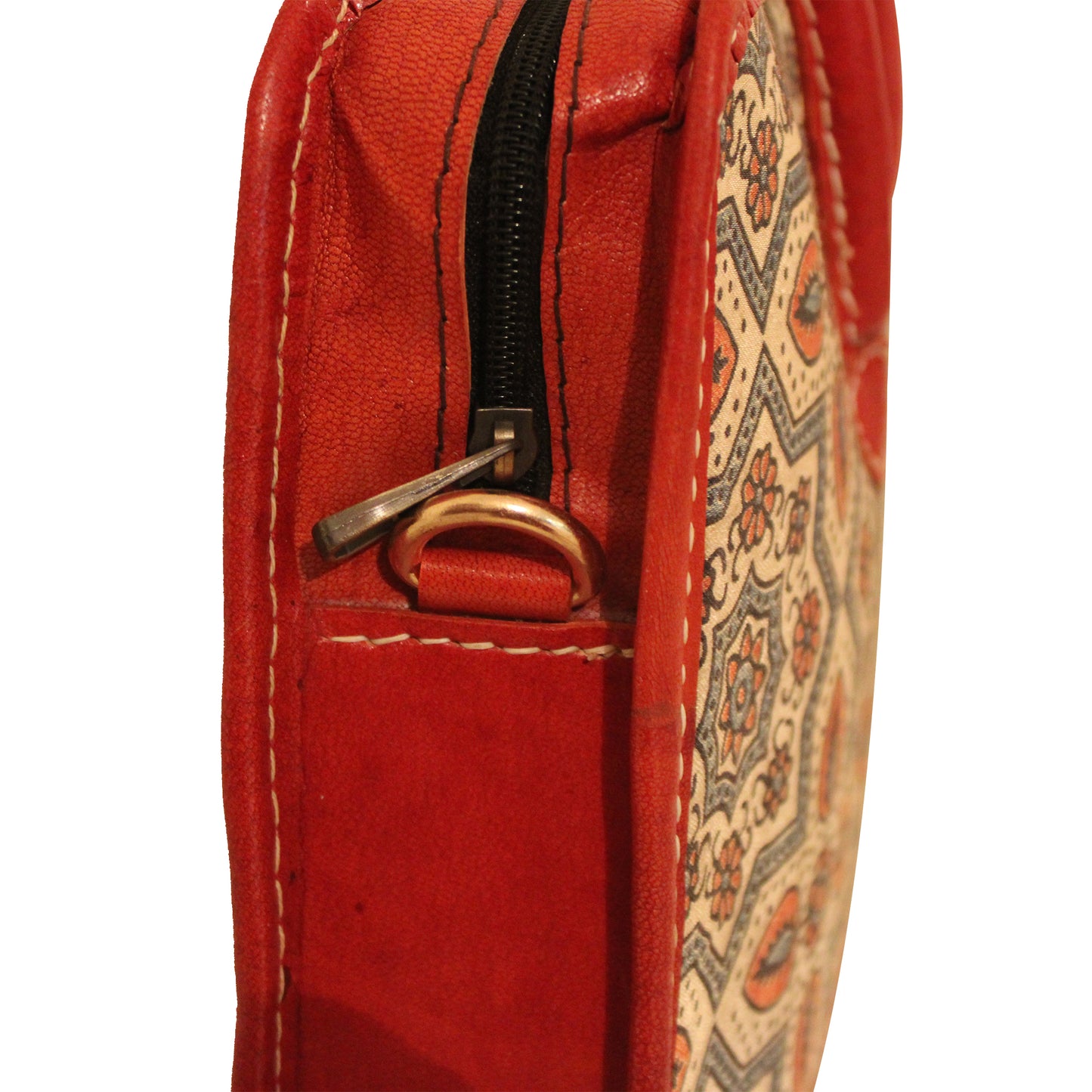 Light Brown Ajrakh Leather Laptop Bag