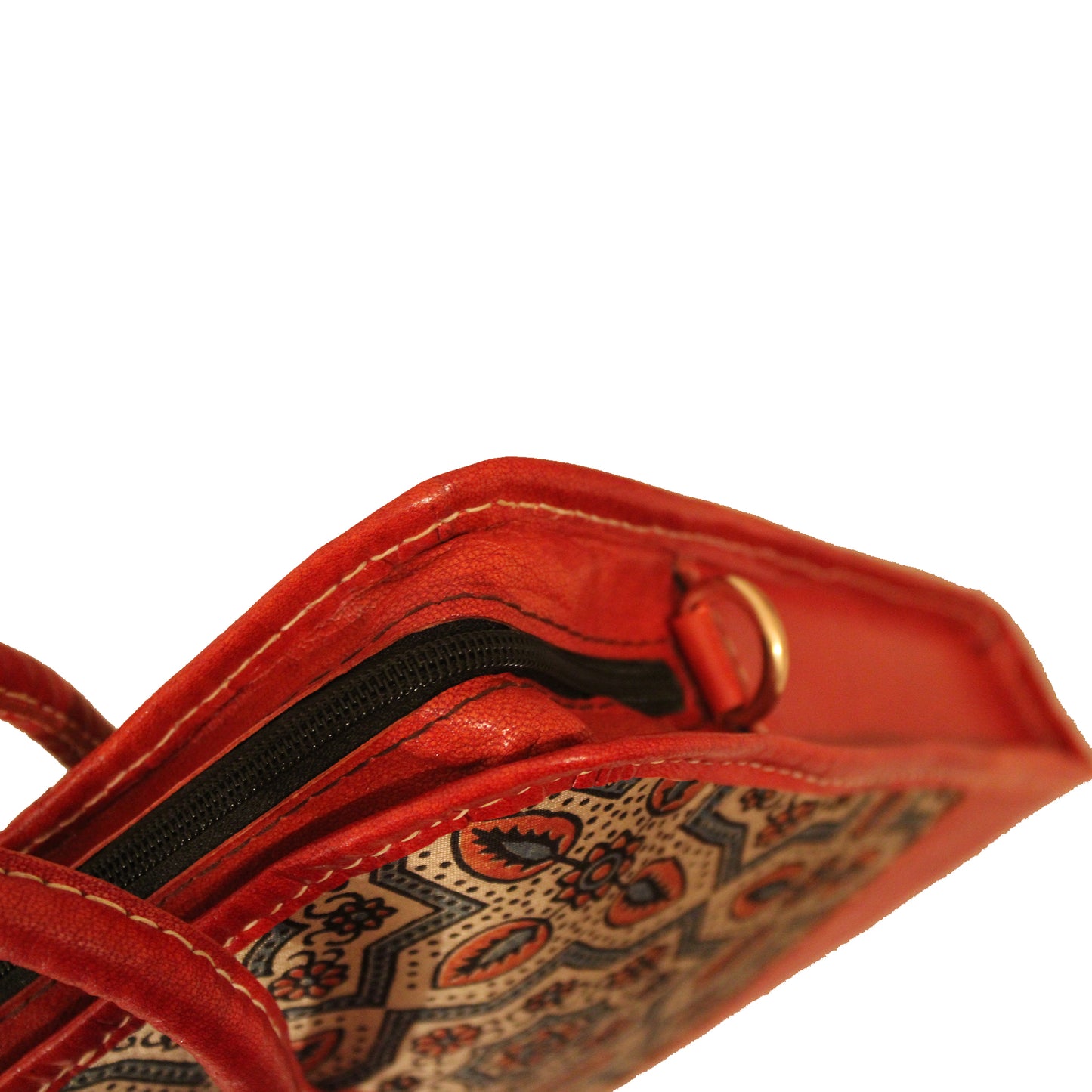 Light Brown Ajrakh Leather Laptop Bag