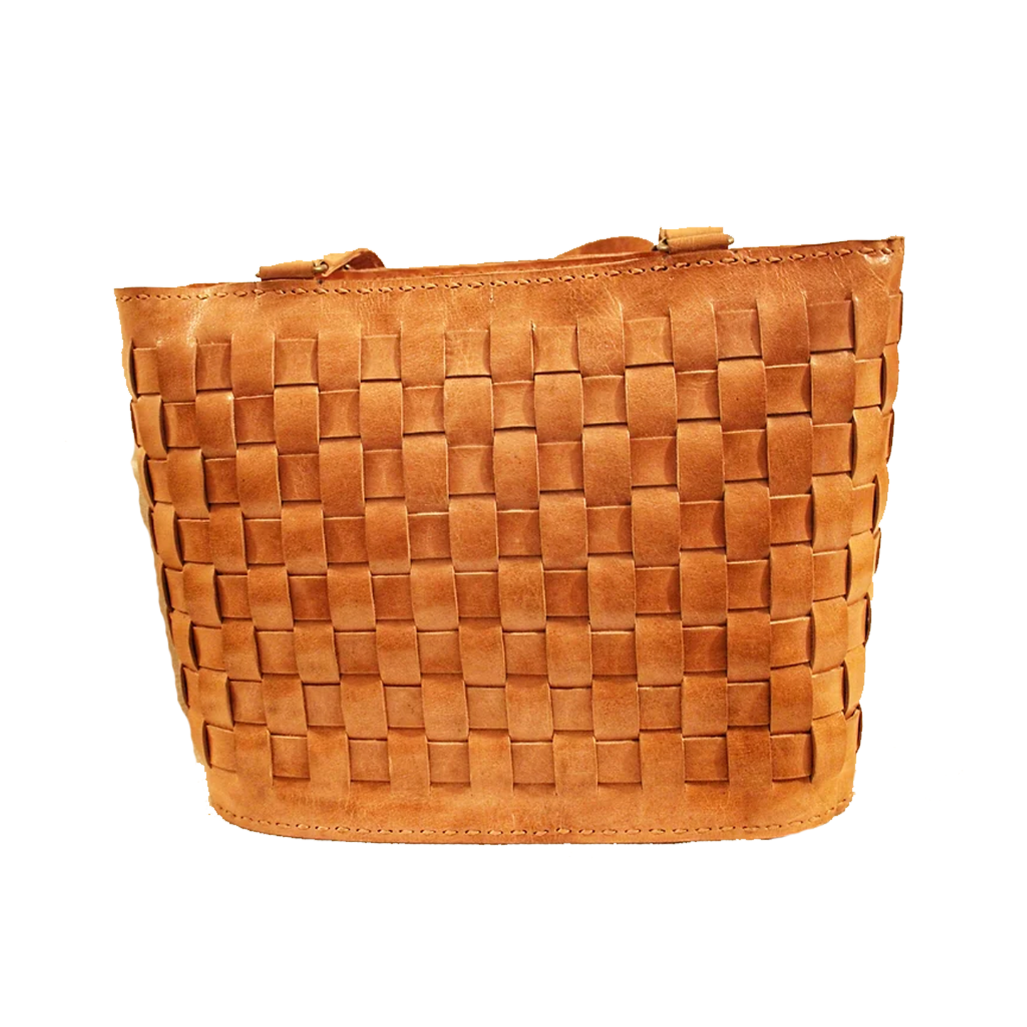 Hand-weaved Light Tan Pure Leather Tote Bag