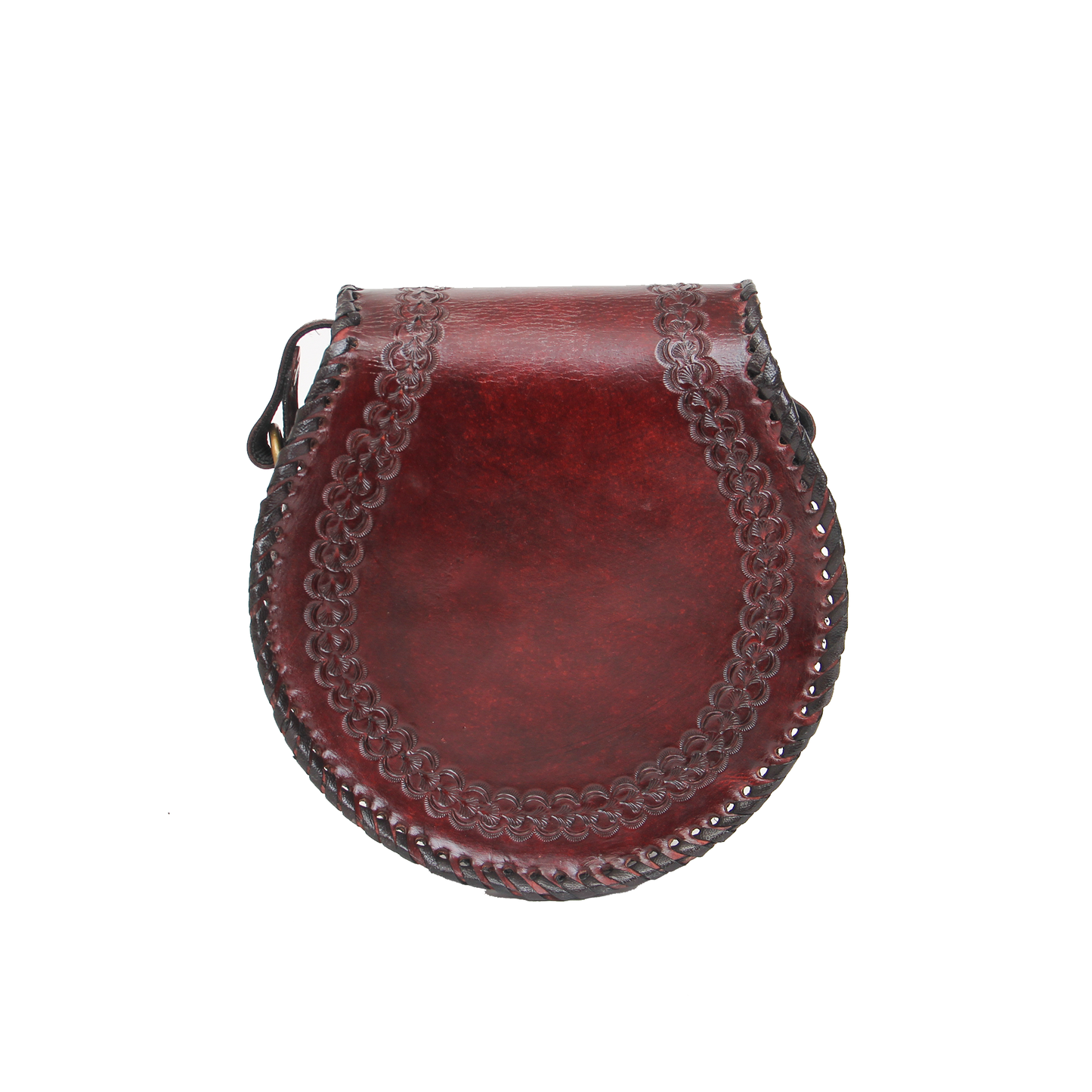 Handcarved Saddle Leather Sling Bag