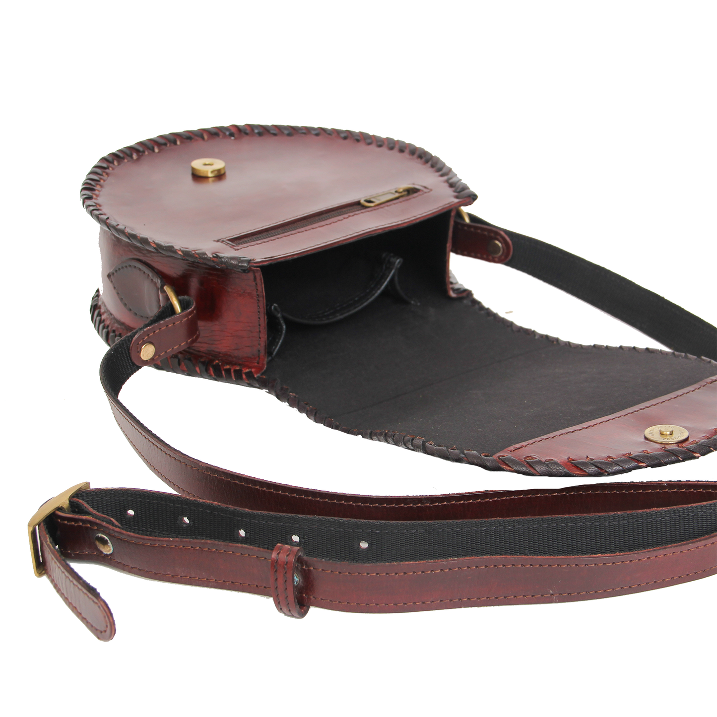 Handcarved Saddle Leather Sling Bag