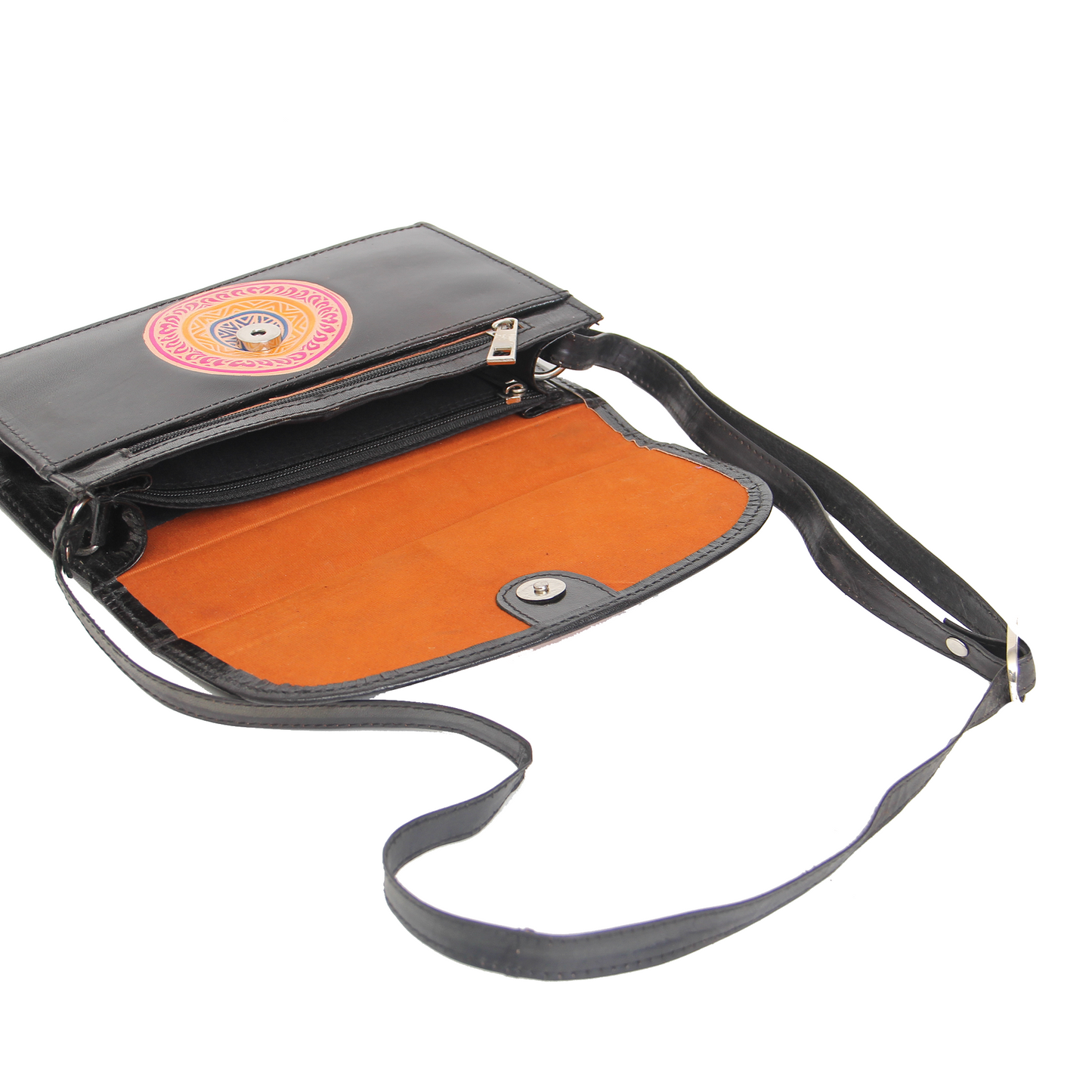 Multicolor Hand embossed Crossbody Leather Purse