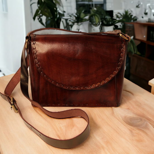 Cherry Brown Classic Box - Leather Sling Bag