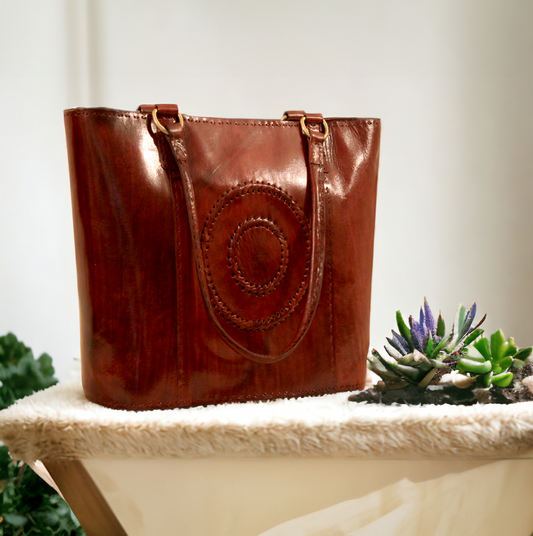 Dark Walnut Brown Pure Leather Tote Bag