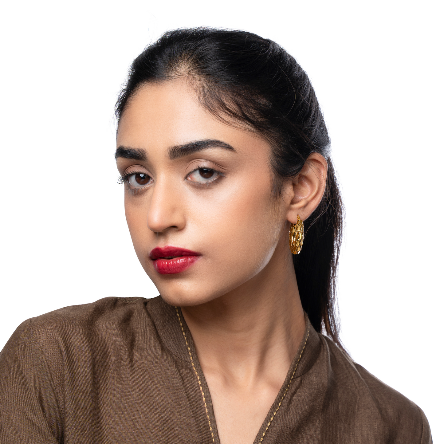 Anti-tarnish Gold Plated Chunky Sparkly Hoop earring