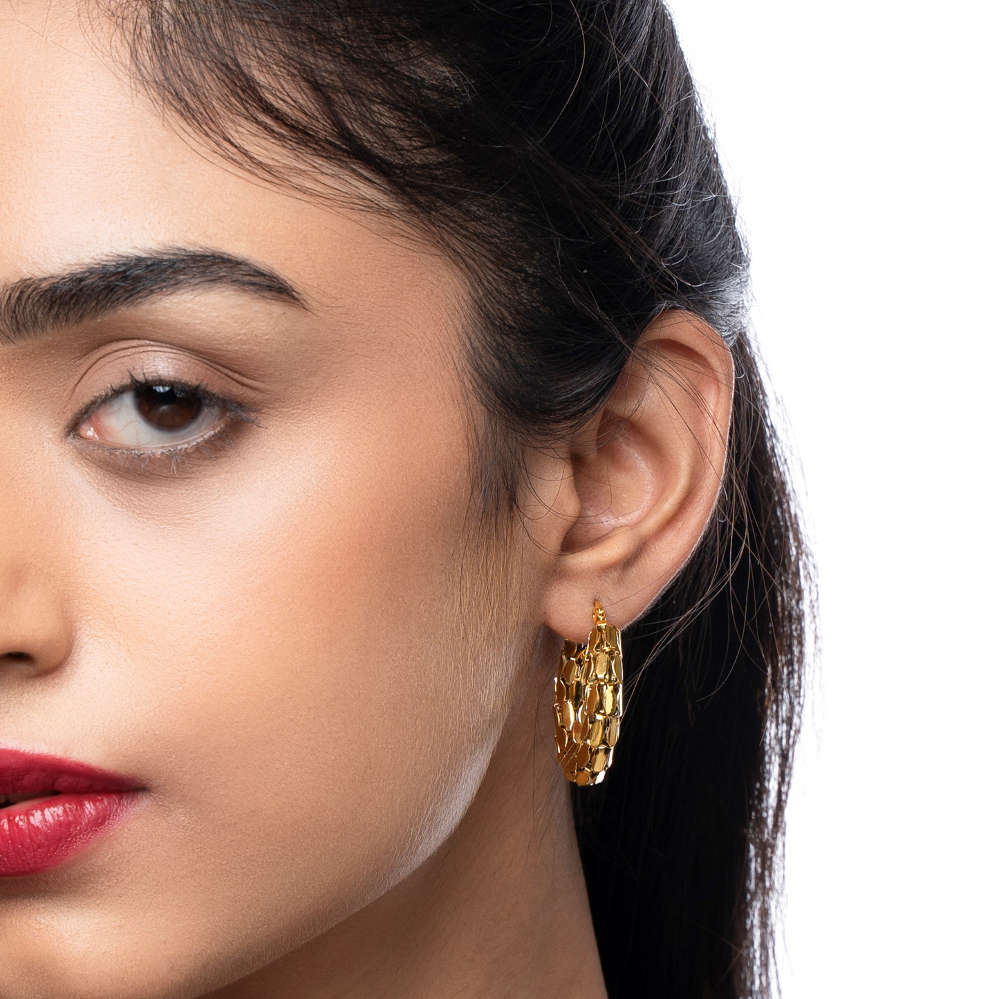 Anti-tarnish Gold Plated Chunky Sparkly Hoop earring