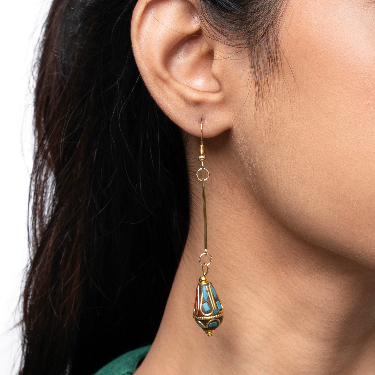 Long Lamp Tibetan Ethnic Copper dangle earrings