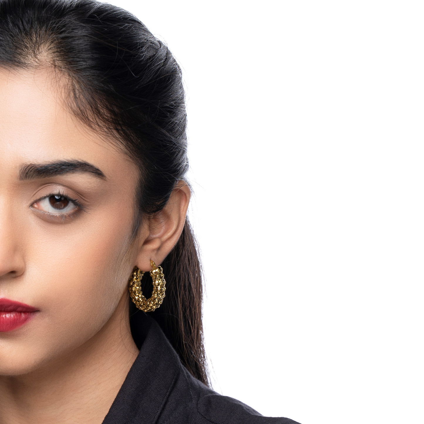 Anti-tarnish Gold Plated Dazzling weaved Hoop Earrings