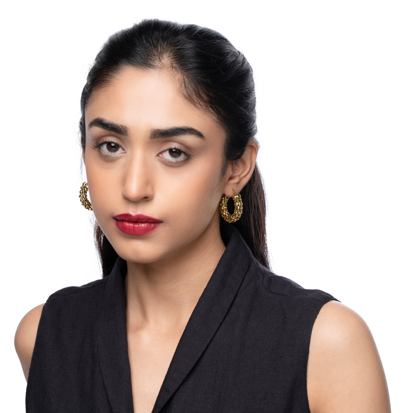 Anti-tarnish Gold Plated Dazzling weaved Hoop Earrings