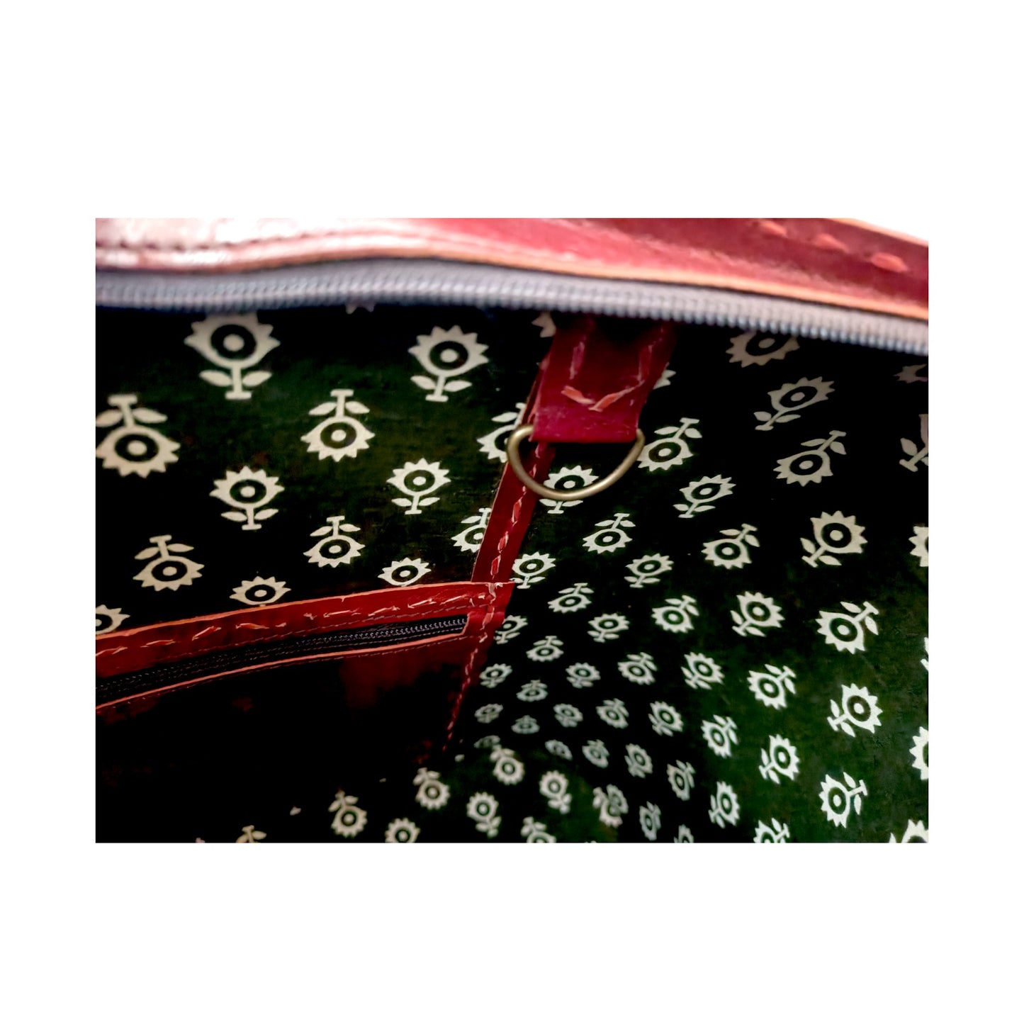 Boxy Affair Ajrakh Leather Tote Bag