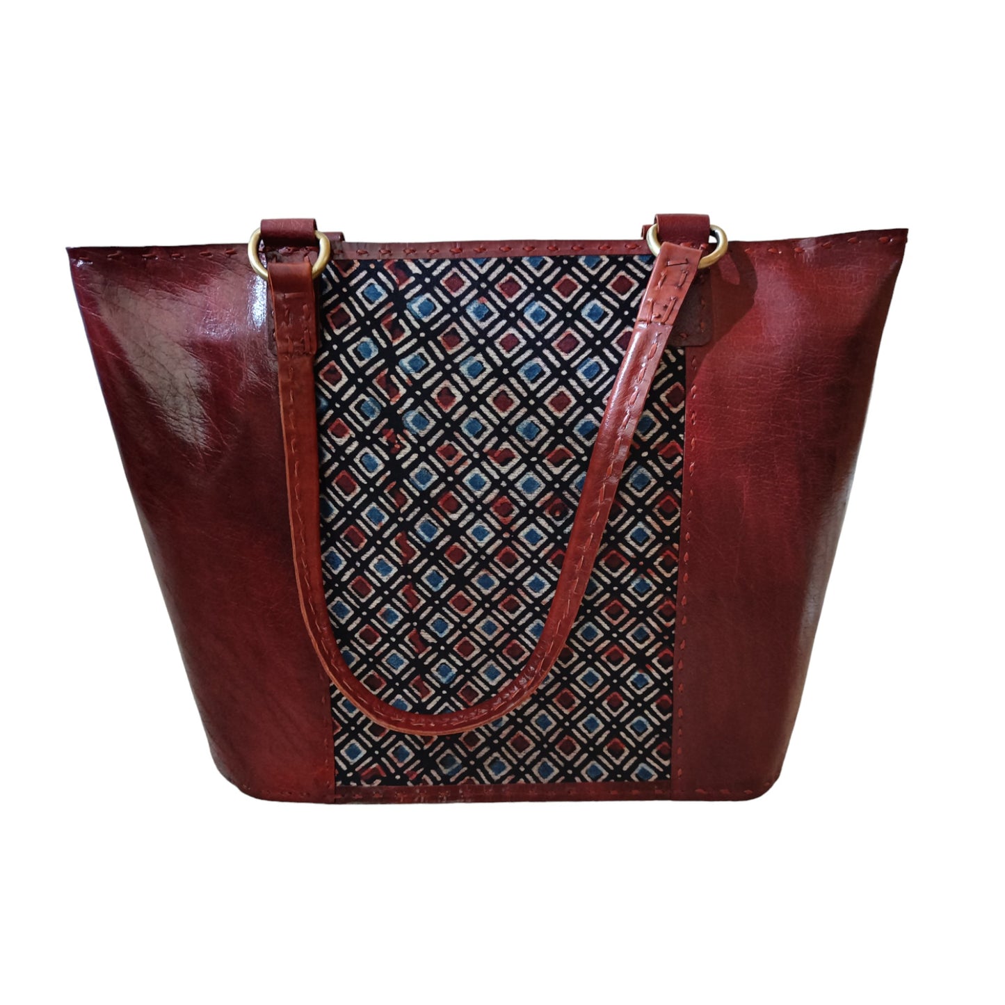 Odyssey Ajrakh  Leather Tote Bag