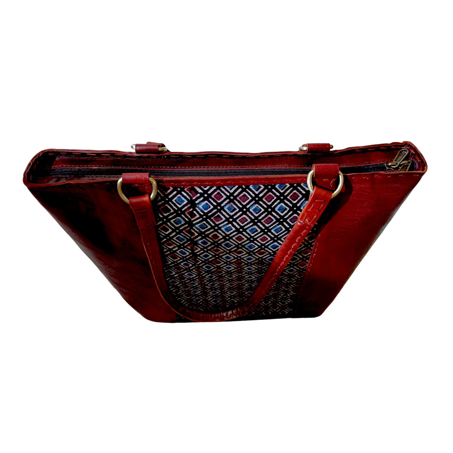 Odyssey Ajrakh Leather Tote Bag