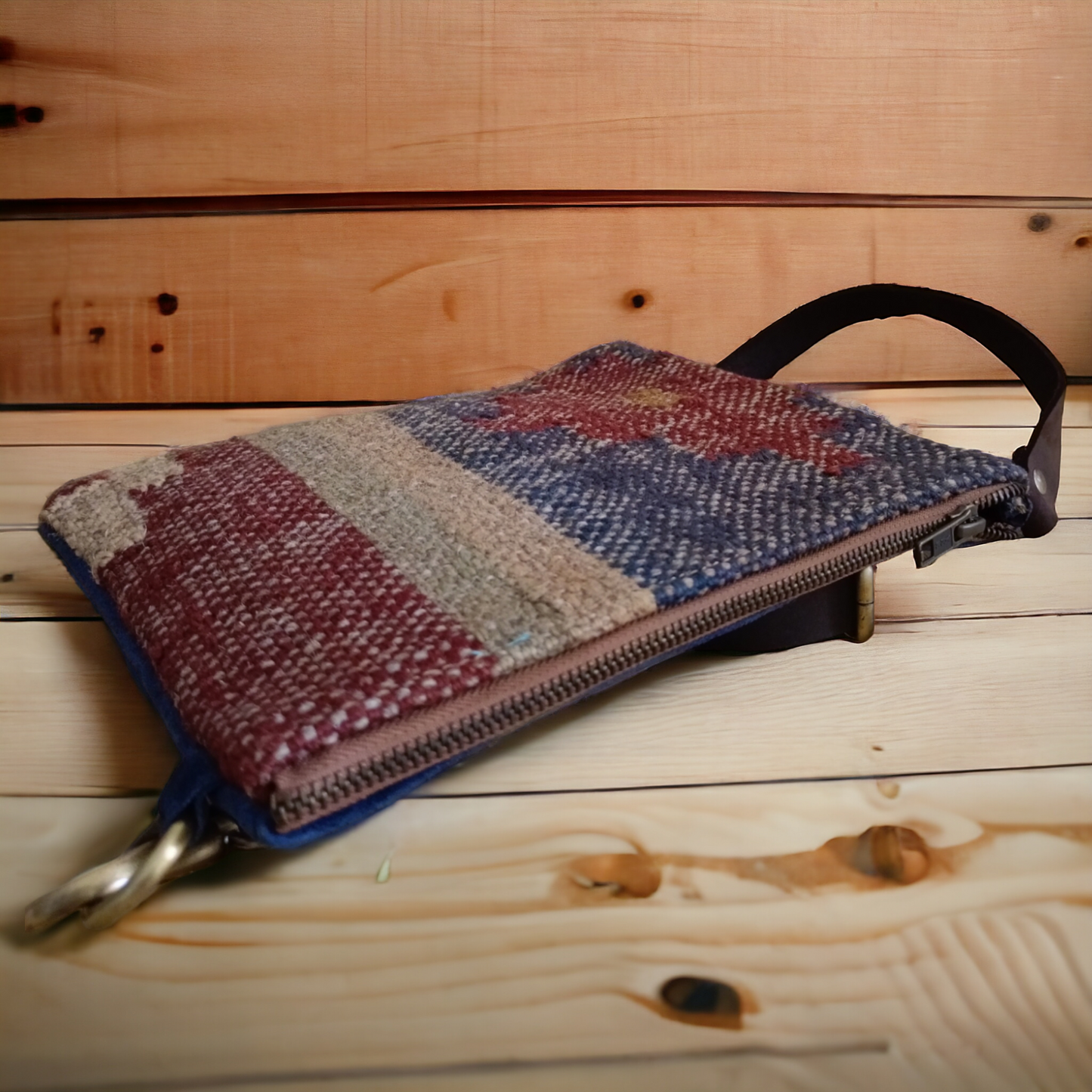 Geometric Patterned Jute Leather Sling Bag