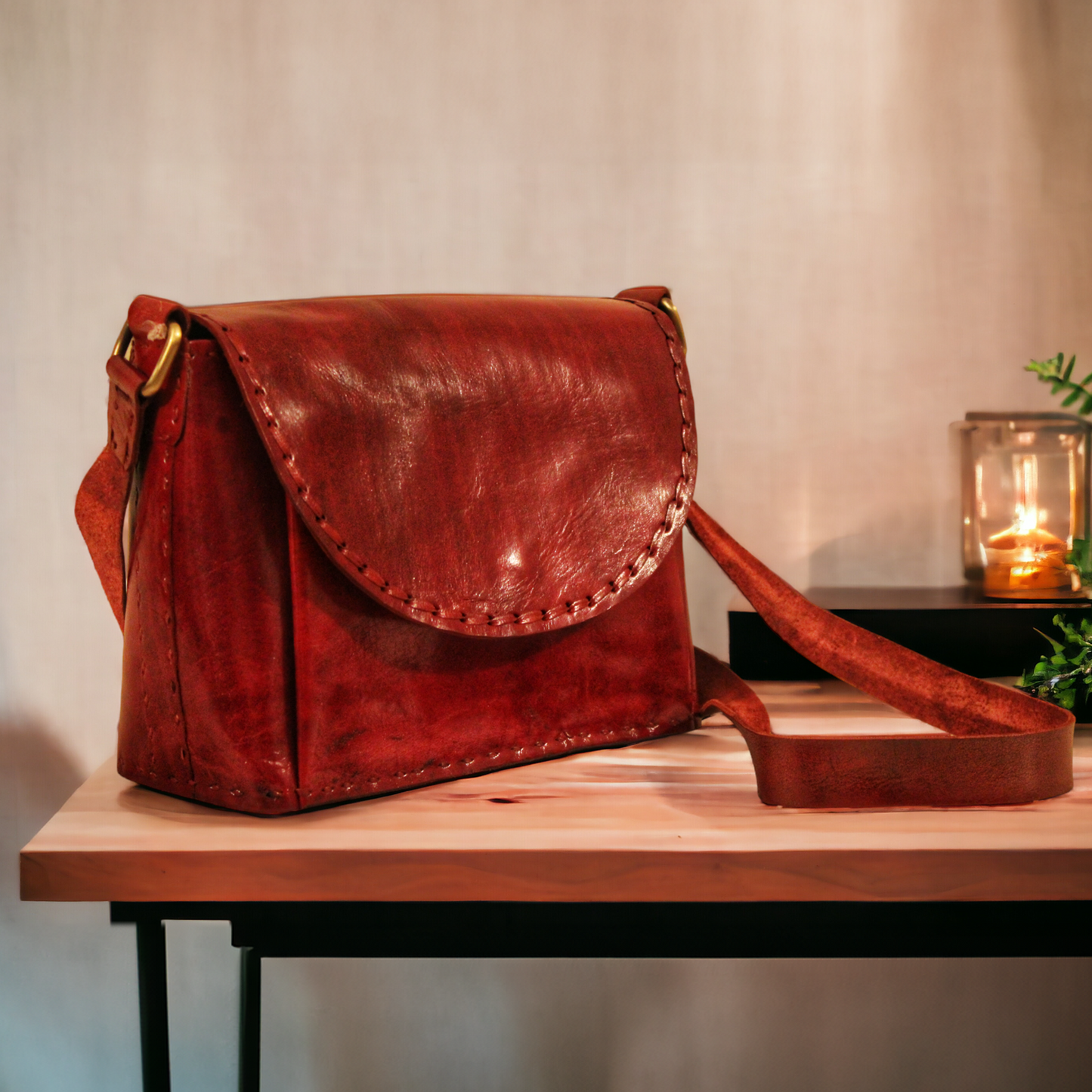 Rusty Red Classic Box - Leather Sling Bag