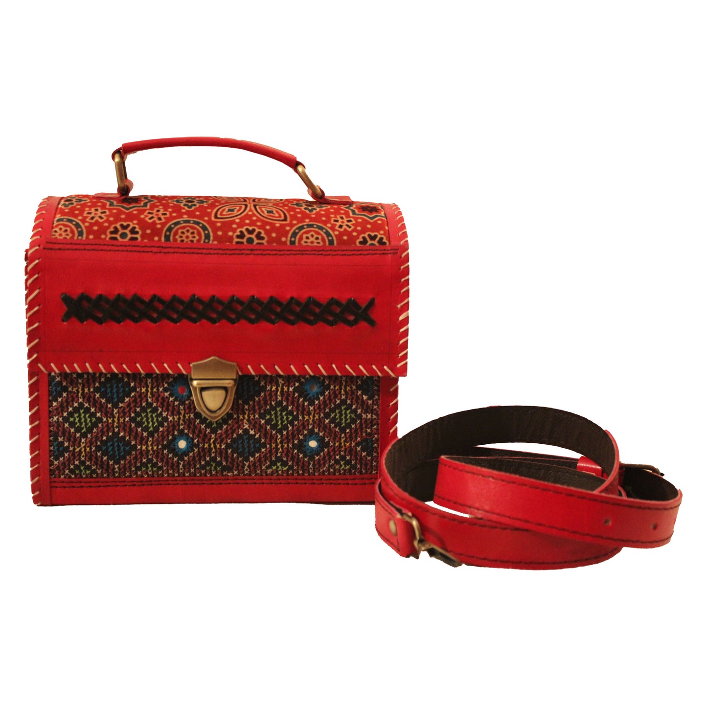 Leather Doctor Sling Bag - Red