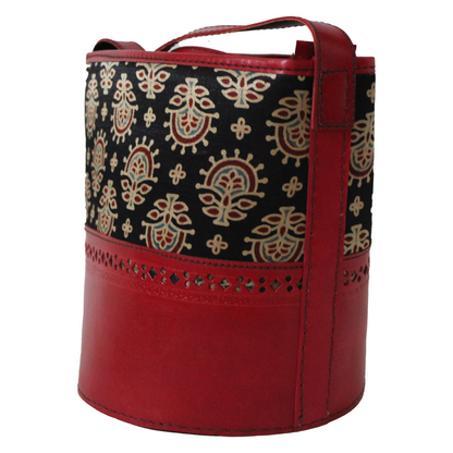 Black Berry Red Leather Bucket Bag