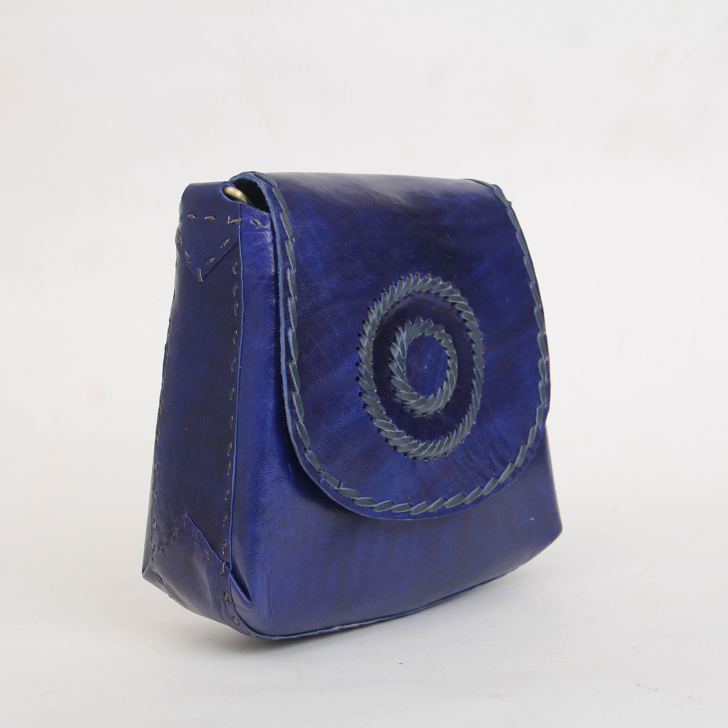 Indigo Blue Hand embroidered Classic Saddle Sling Bag