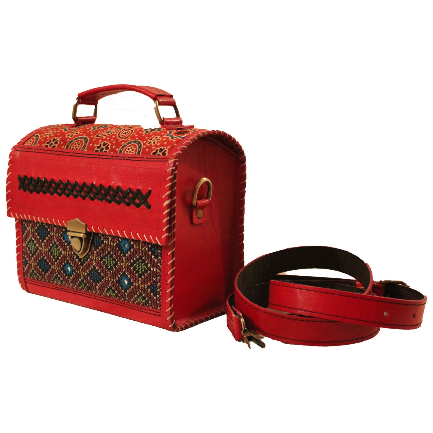 Leather Doctor Sling Bag - Red