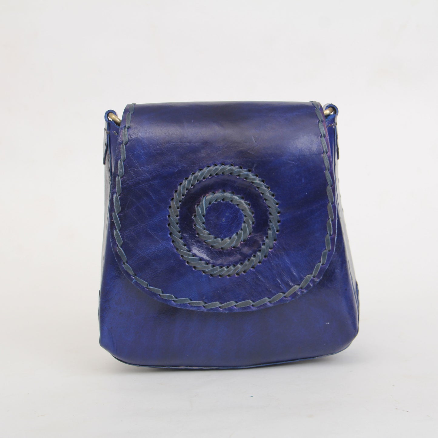 Indigo Blue Hand embroidered Classic Saddle Sling Bag