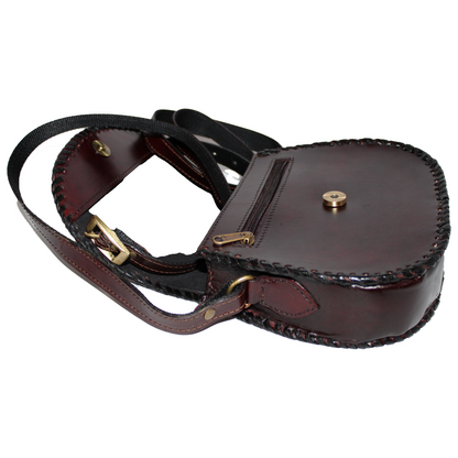 Burgundy Crossbody Handcarved Leather Sling Bag