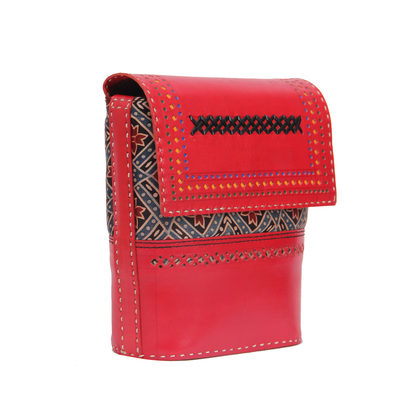 Chilli Red Leather Art Sling Bag