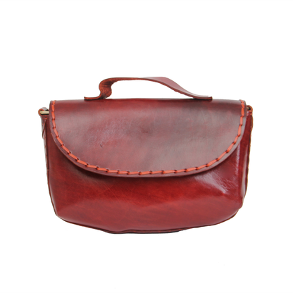Red Classic Baguette - Leather Sling Bag