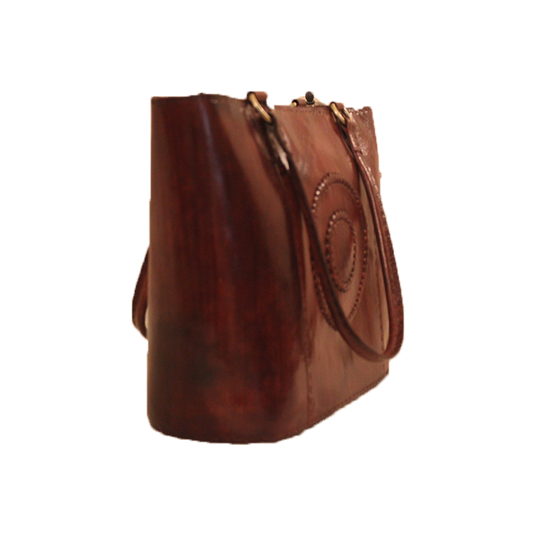 Dark Walnut Brown Pure Leather Tote Bag