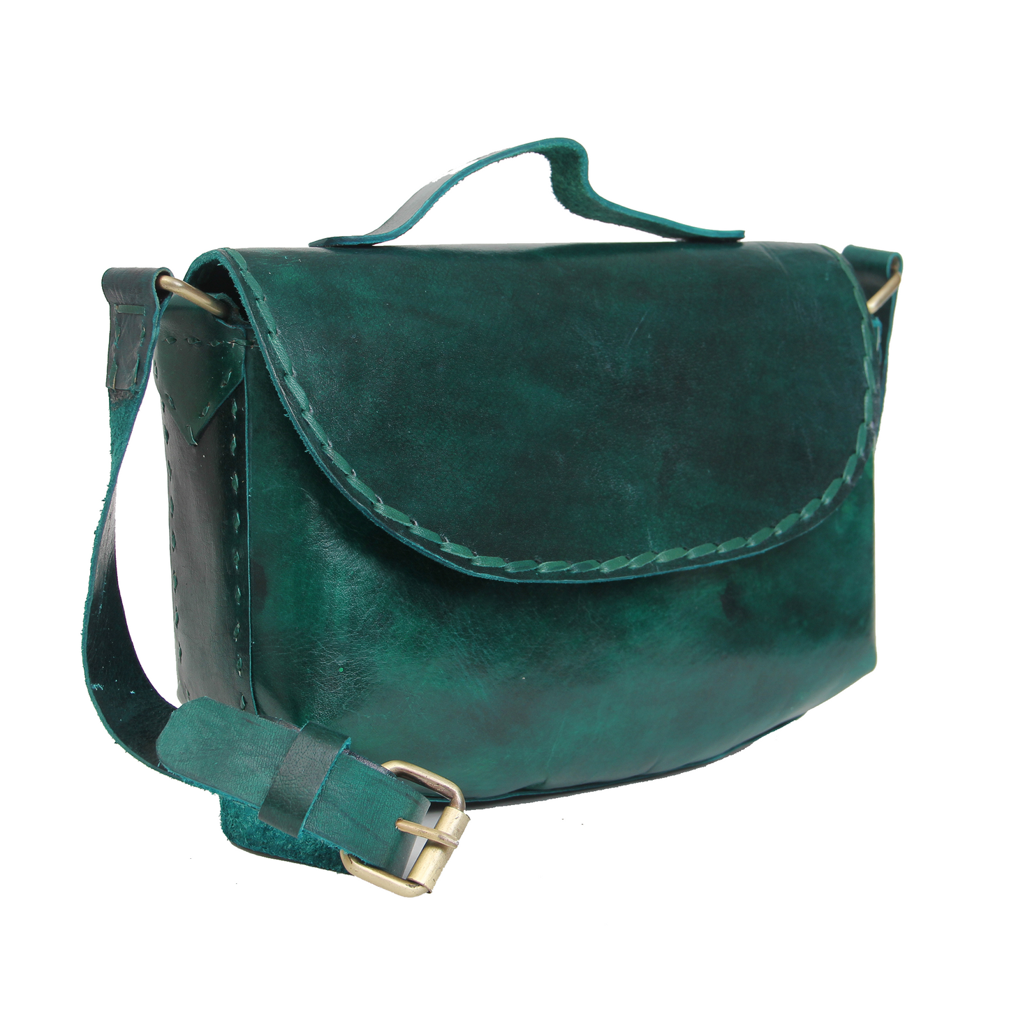 Green Classic Baguette - Leather Sling Bag