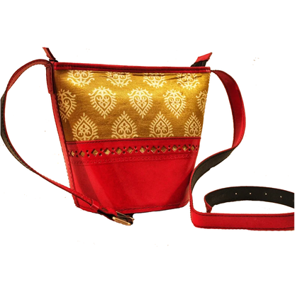 Yellow Berry Red Leather Bucket Bag