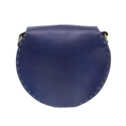 Indigo Blue Embroidered Moon Sling Leather Bag
