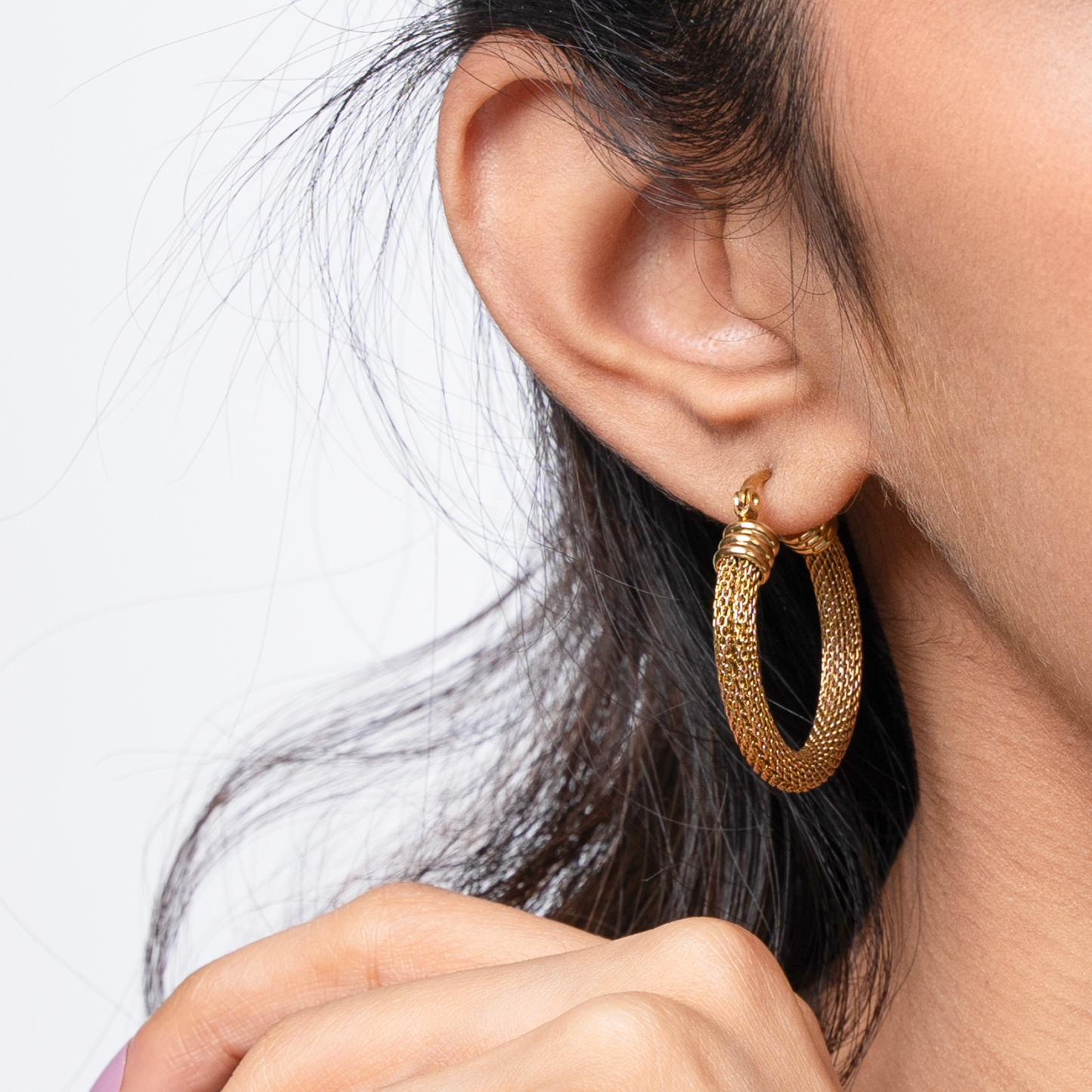 Anti-tarnish Gold Plated Thin Twisted Hoop Earrings