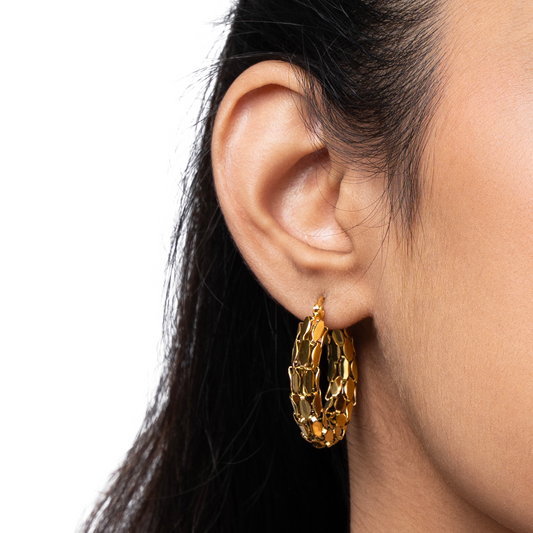 Anti-tarnish Gold Plated Chunky Sparkly Hoop earring