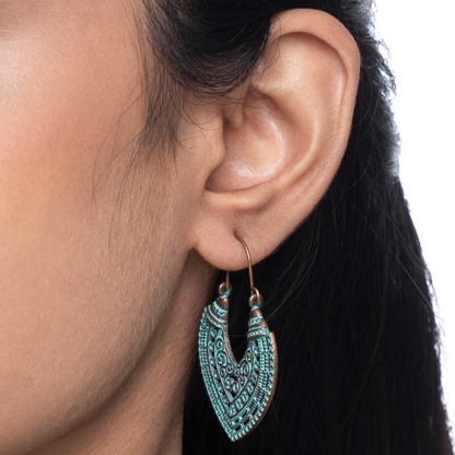 Petal Hoop Antique Turquoise Bronze Alloy earring