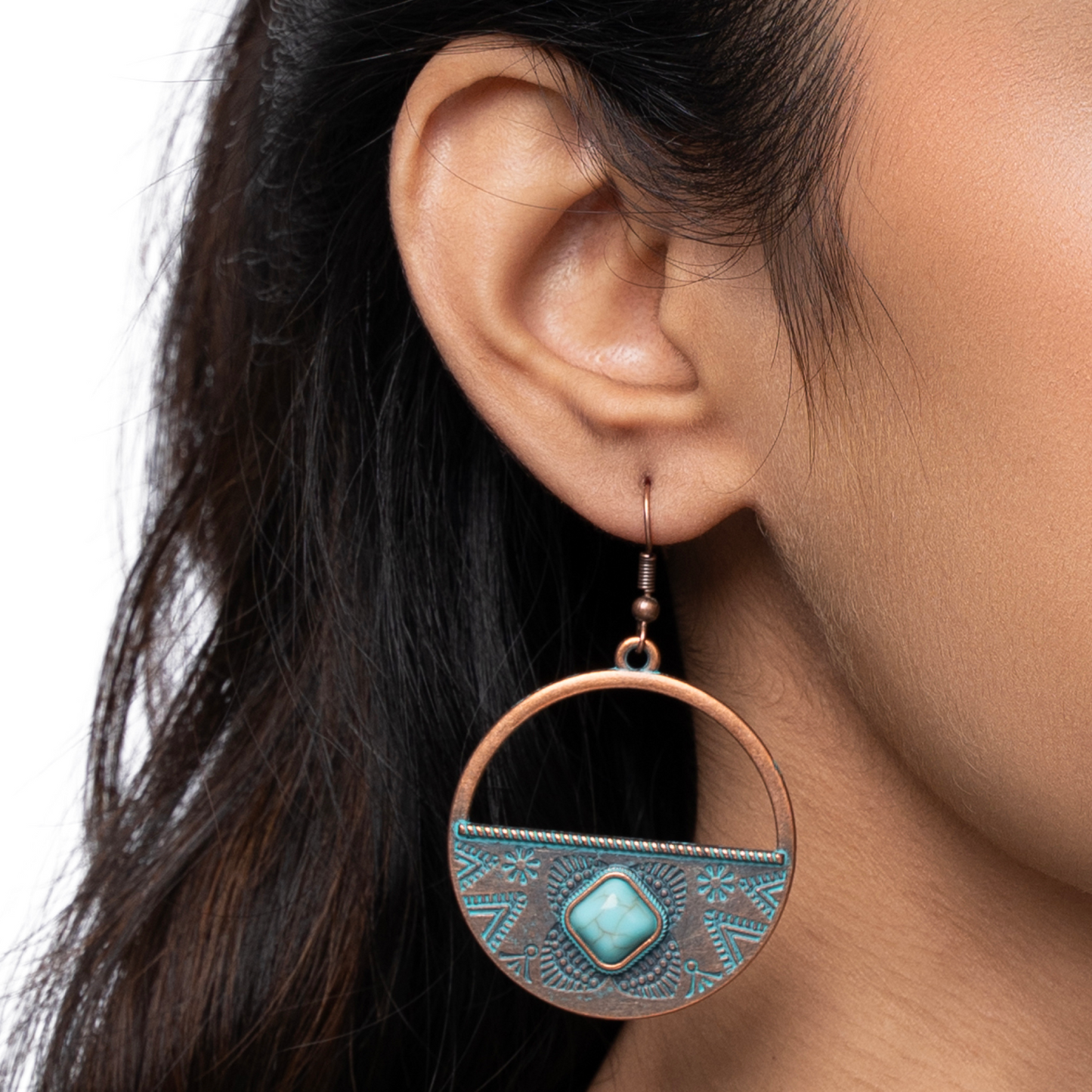 Cosmic Circle Antique Turquoise Bronze Alloy earring