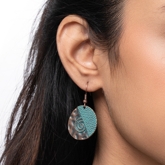 Galaxy Loop Antique Turquoise Bronze Alloy earrings