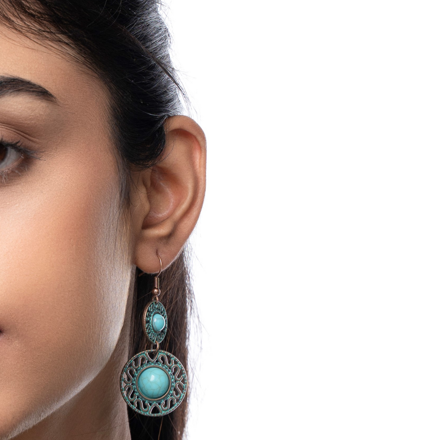 The Big Small Antique Turquoise Bronze Alloy earring