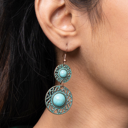 The Big Small Antique Turquoise Bronze Alloy earring