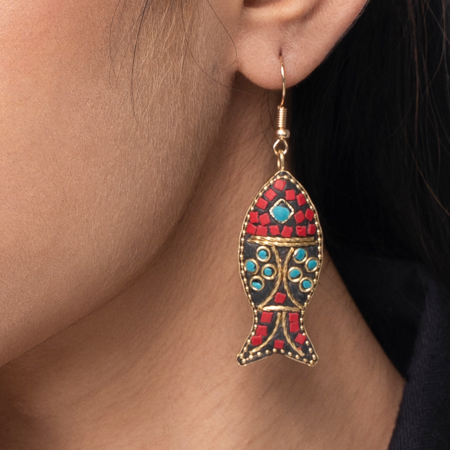 Fiery Fish Tibetan Ethnic Dangle earrings