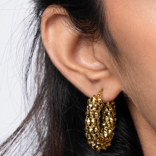 Anti-tarnish Gold Plated  Dazzling weaved Hoop Earrings