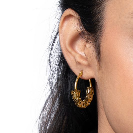 Sparkly Half Mesh Anti-tarnish Hoop earrings