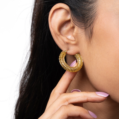 Dazzling Mesh Anti-tarnish Hoop Earrings