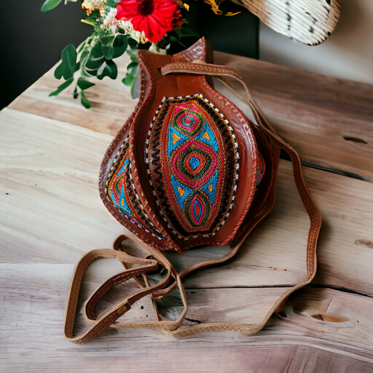 Embroidered Leather Potlis