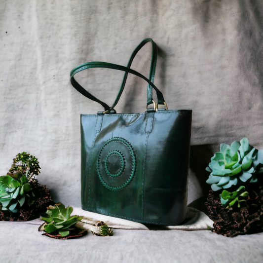 Forest Green Pure Leather Tote Bag