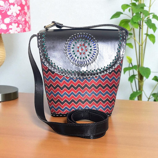Fiery wave Leather Bucket Bag